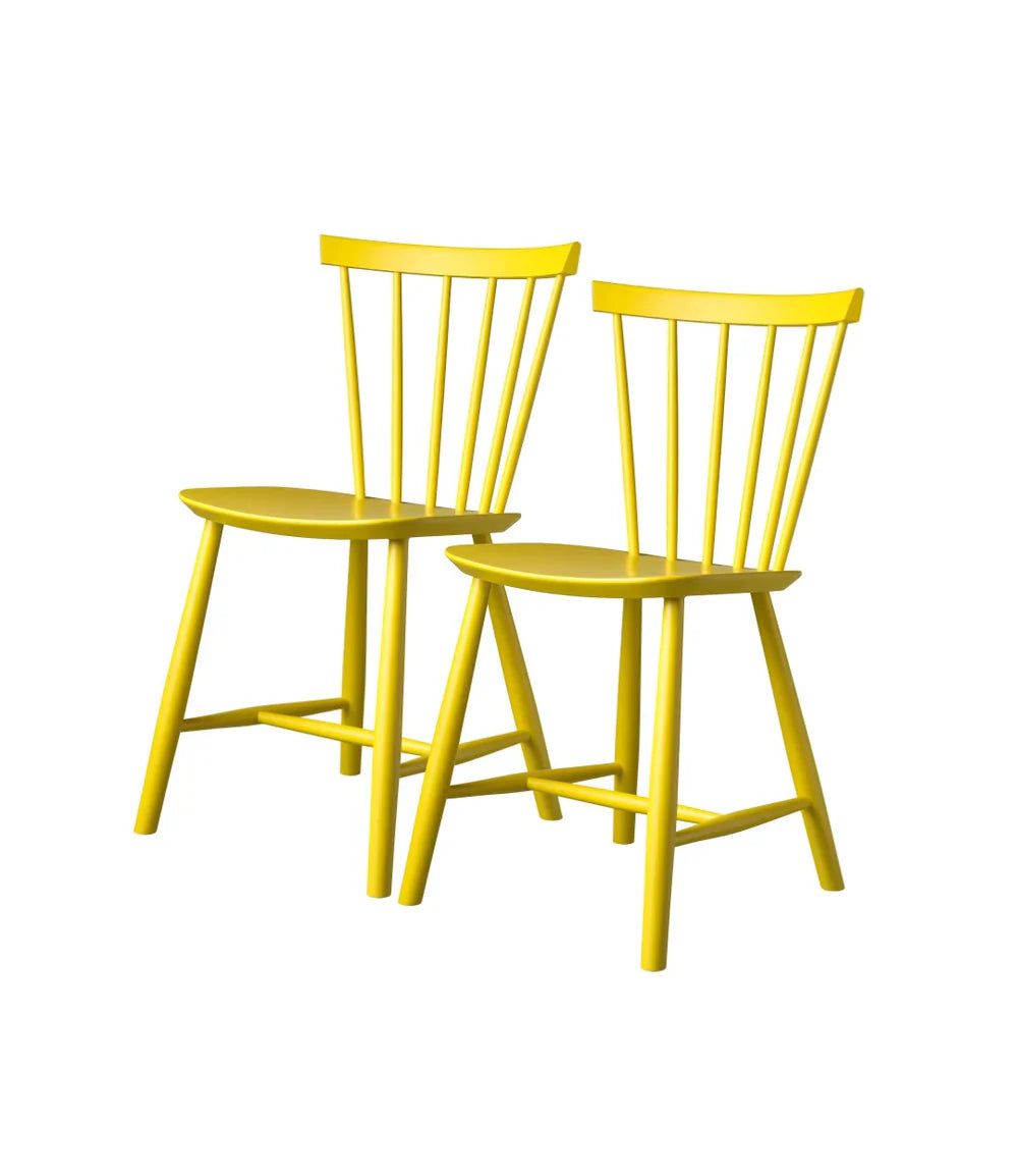 FDB Møbler Chair Set of 2 in solid beech (yellow), designed in 1955 by Poul M. Volther