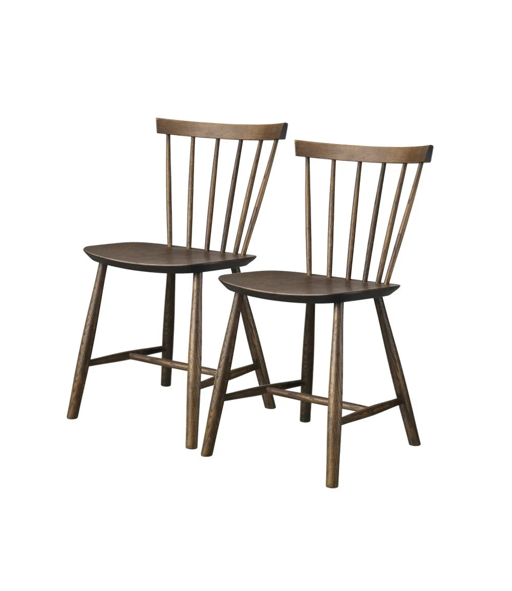 FDB Møbler Chair Set of 2 in smoked solid oak (smoked grey), designed in 1955 by Poul M. Volther