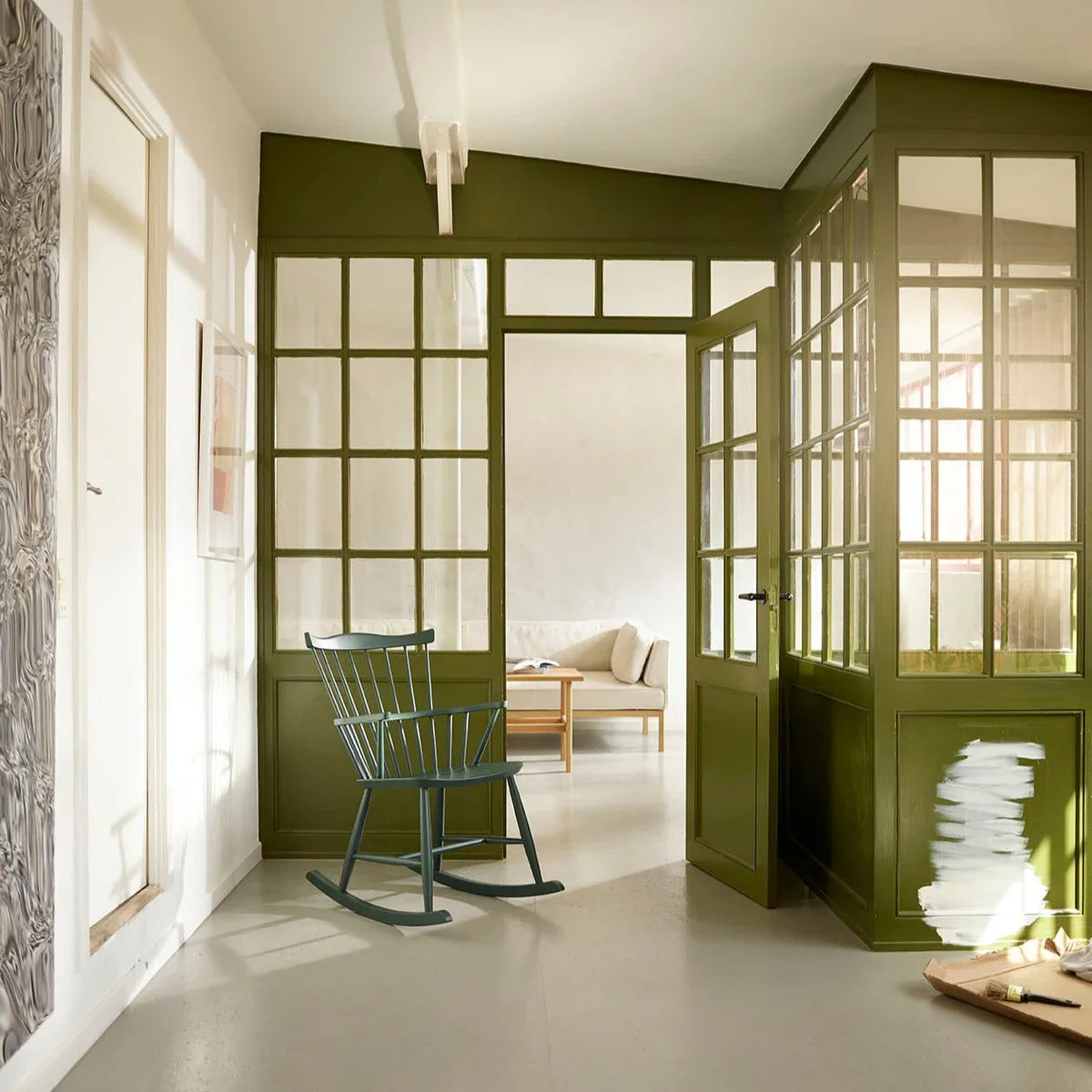 FDB Møbler Rocking chair in solid beech (black green), designed by Børge Mogensen