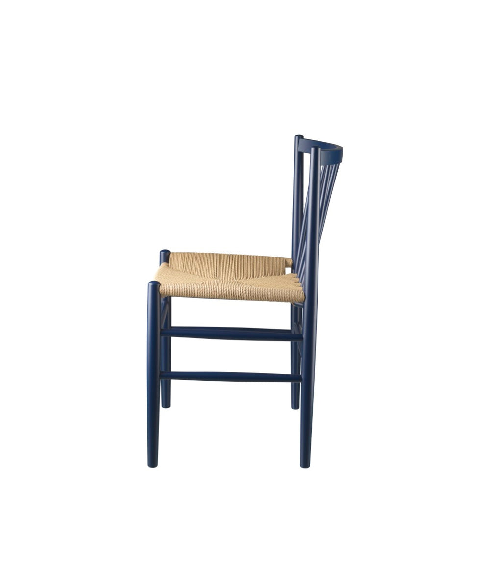 FDB Møbler Chair in solid beech (steel blue), designed by Jørgen Bækmark