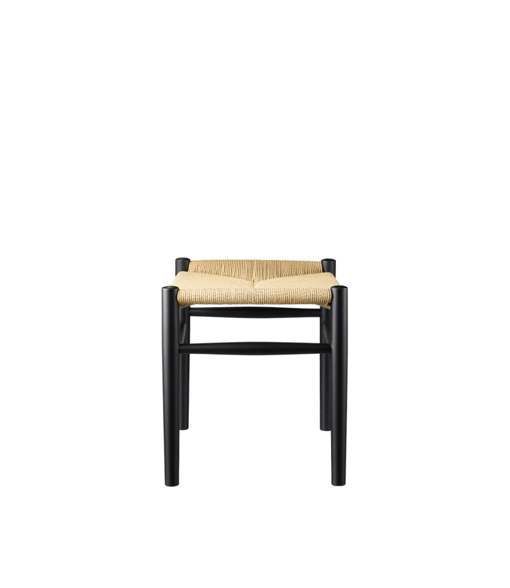 FDB Møbler Stool in jet black solid beech, designed by Jørgen Bækmark