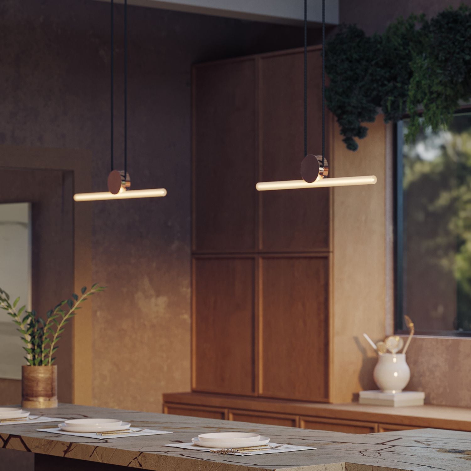 Kilter Pendant Light, Set of 2, styled interior setting, view 1