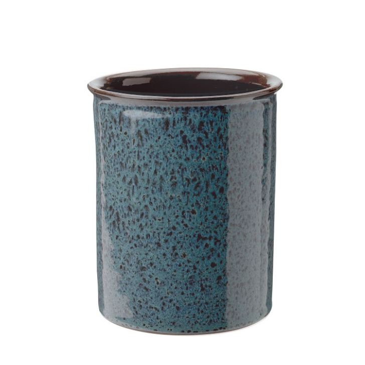 Knabstrup Utensil Holder in ocean green, glazed terracotta