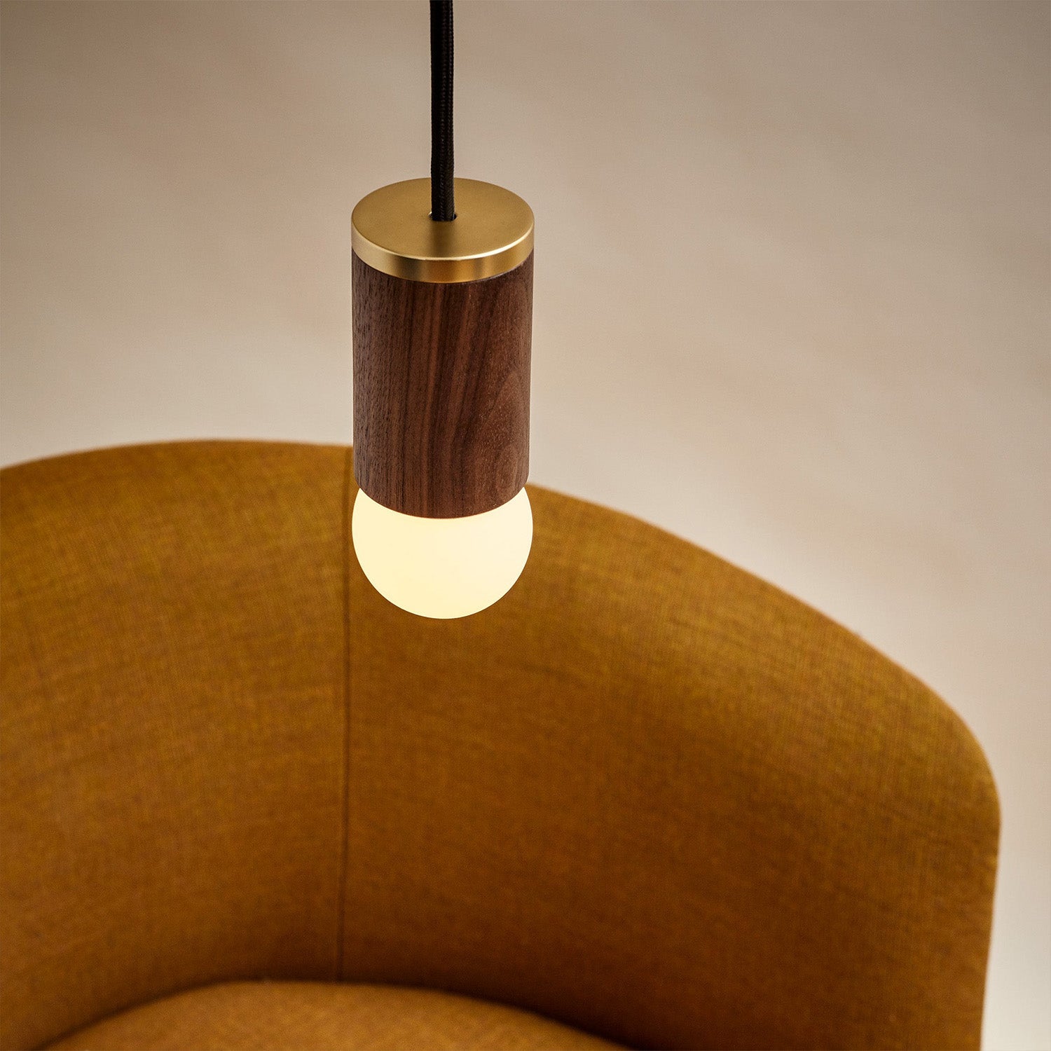 Knuckle Pendant in Walnut, lifestyle setting