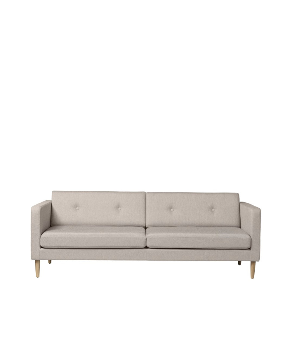 FDB Møbler Firhøj 2,5 pers. couch in solid oak (beige grey)