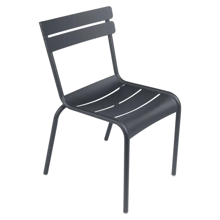 Fermob Luxembourg Side Chair in Anthracite powder-coated steel, the Luxembourg garden chair from France