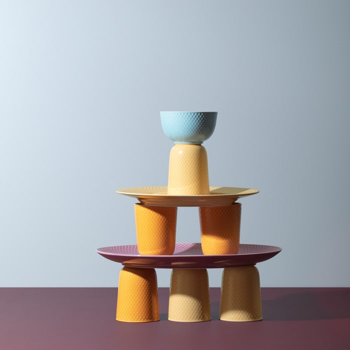 Lyngby Porcelain Rhombe Color Bowls