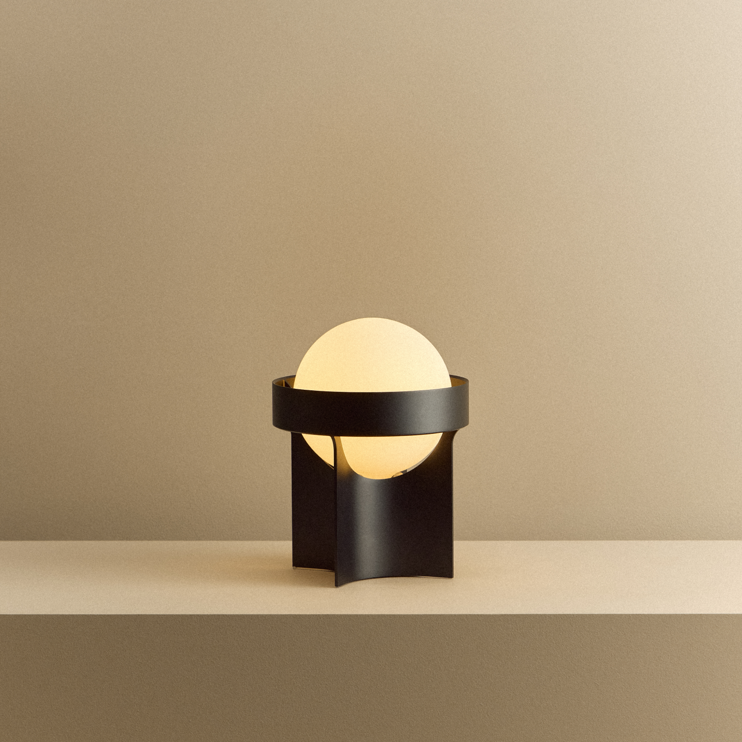 Loop Table Lamp in Dark Grey, illuminated