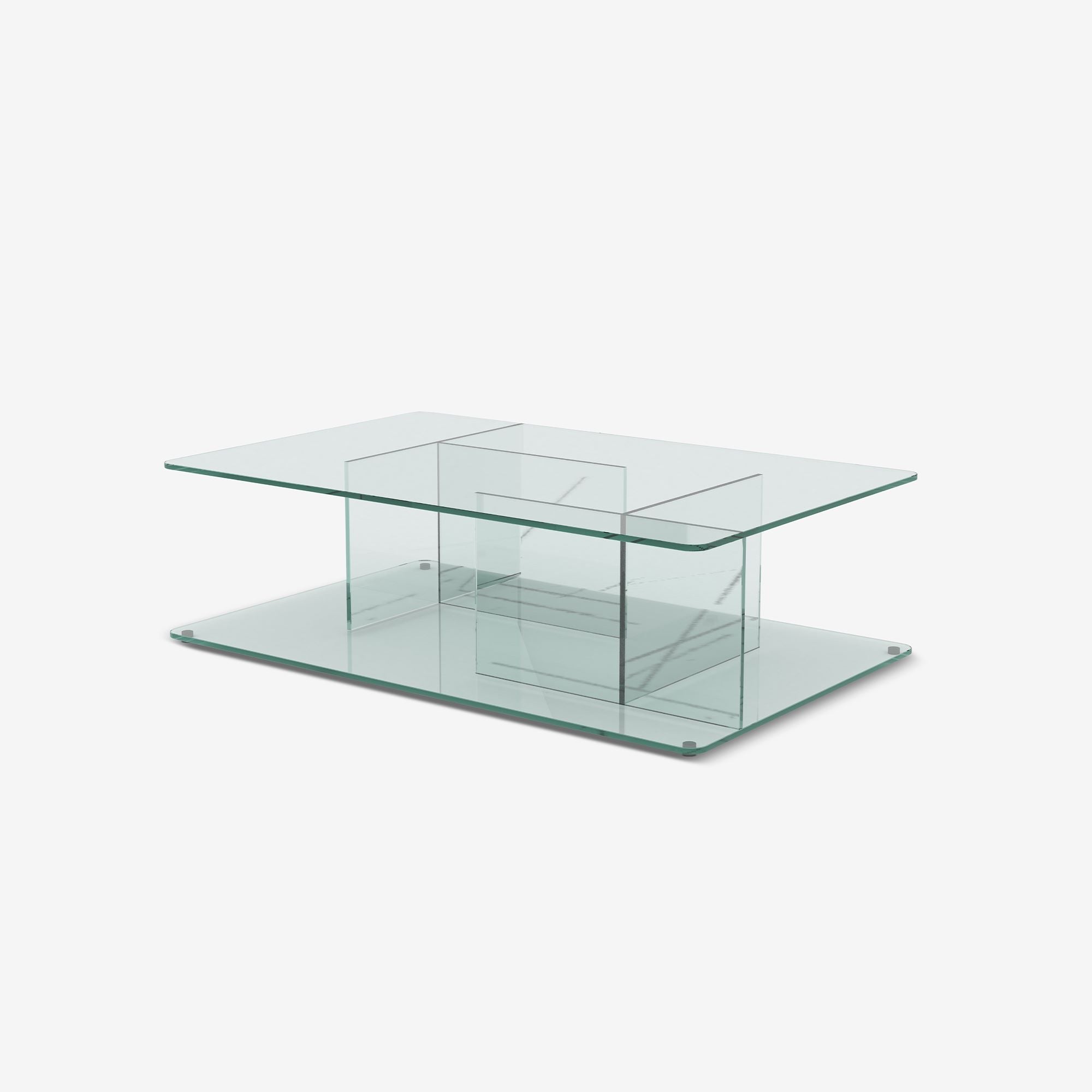 Case Lucent coffee table in clear tempered glass, designed by Matthew Hilton.
