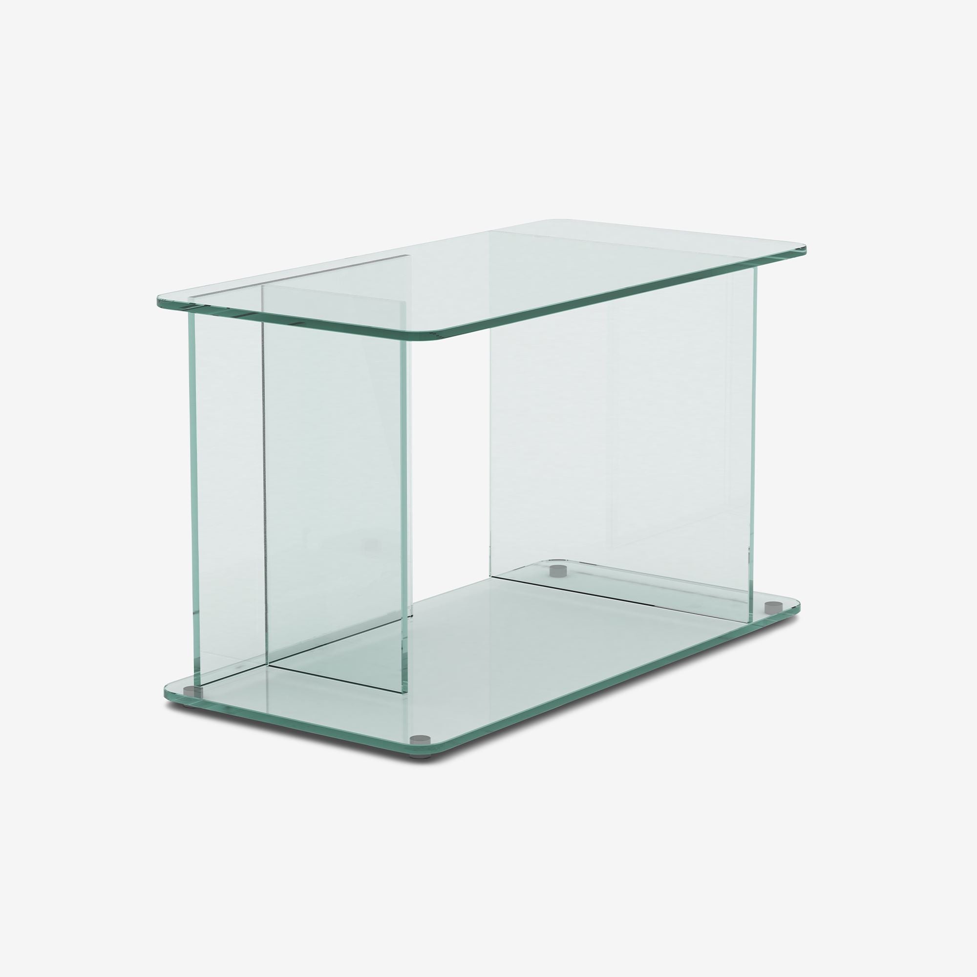 Lucent Large Side Table in Clear tempered glass, angle view