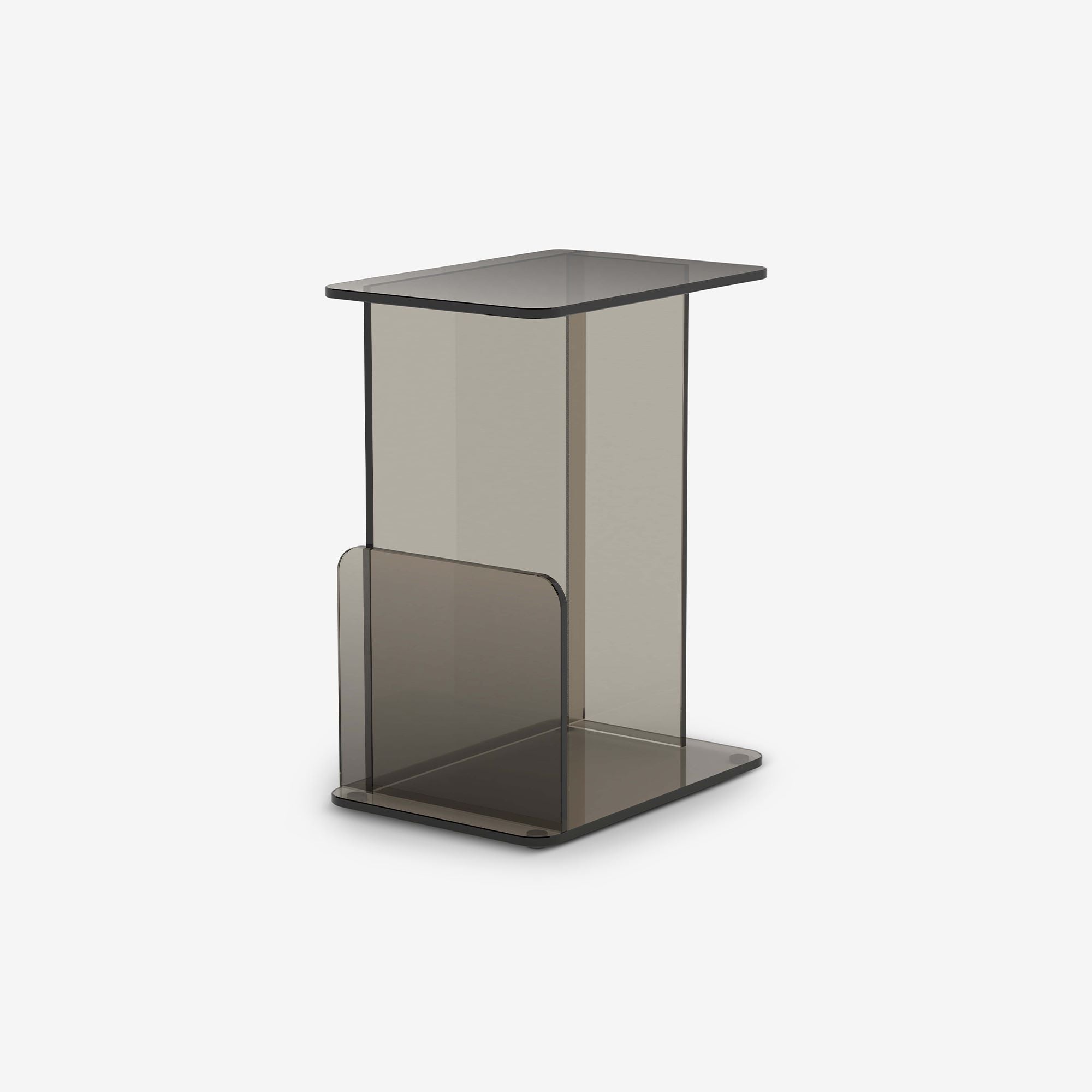 Case Lucent small side table in bronze tempered glass, designed by Matthew Hilton.