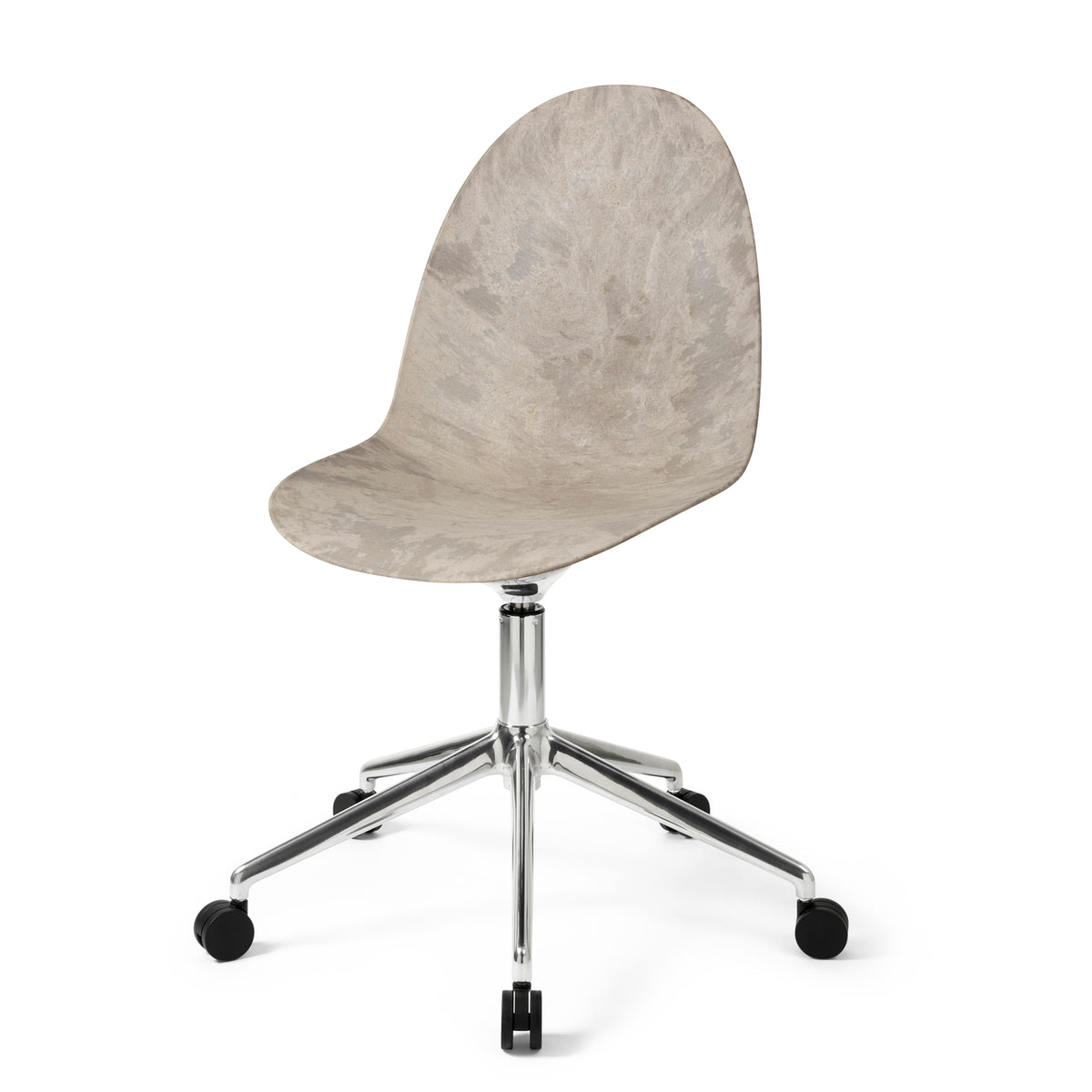 Mater Eternity Swivel Chair with Wheels in Wood Waste Grey, Matek shell on a recycled aluminum base