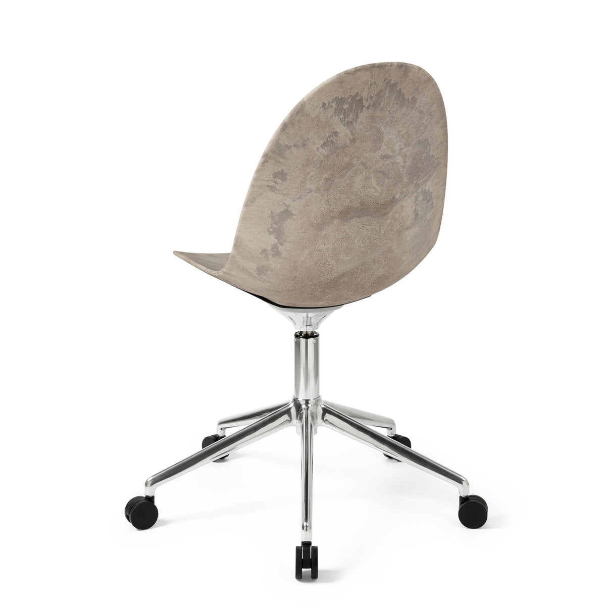 Mater Eternity Swivel Chair with Wheels in Wood Waste Grey, Matek shell on a recycled aluminum base