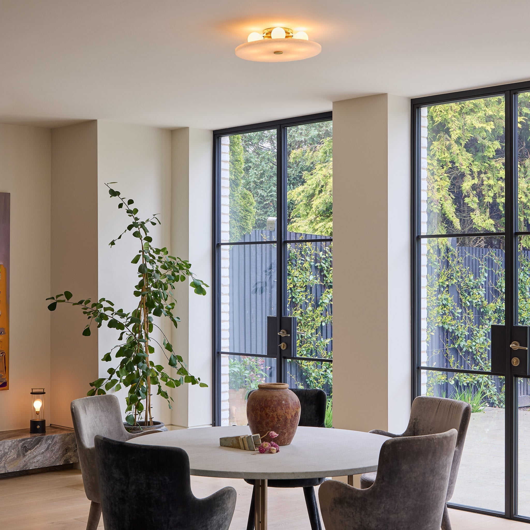 Tala Magma Flush Mount — Recycled Glass & Brass ceiling light (alternate view)