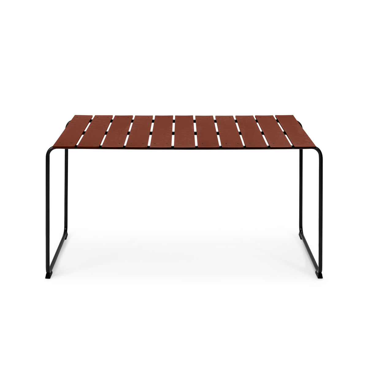 Mater Ocean 4 Person Dining Table in Burnt Red, recycled post-consumer e-waste plastic