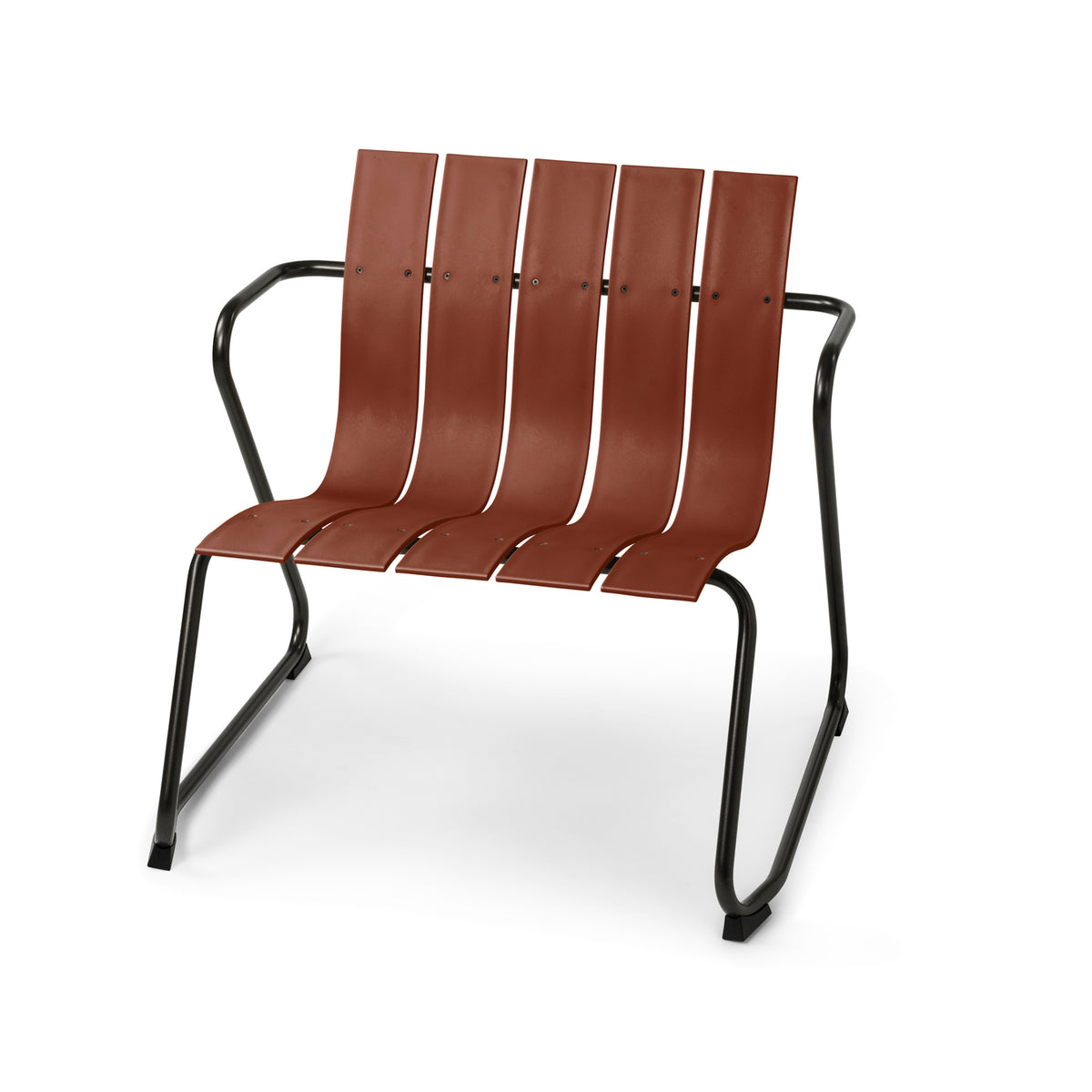 Mater Ocean Lounge Chair in Burnt Red, recycled post-consumer e-waste plastic