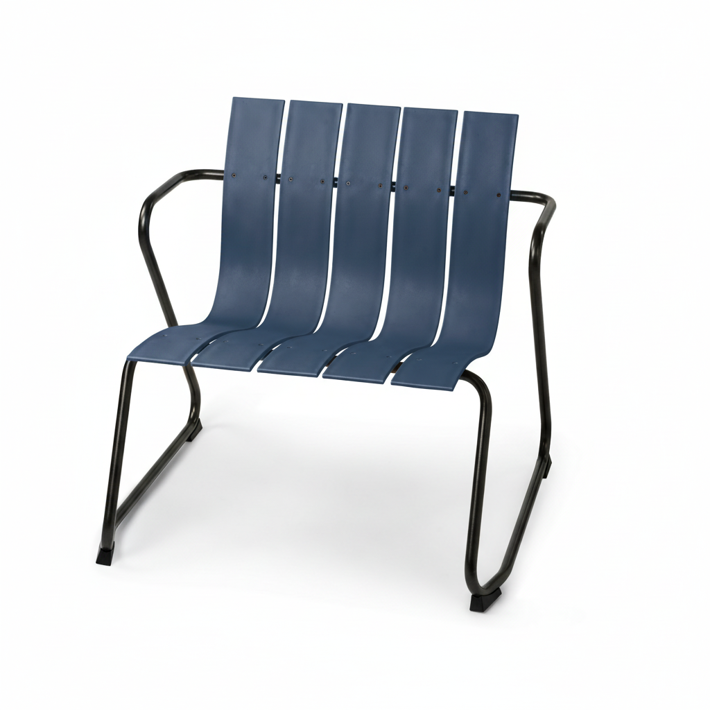 Mater Ocean Lounge Chair in Dusty Blue, recycled post-consumer e-waste plastic