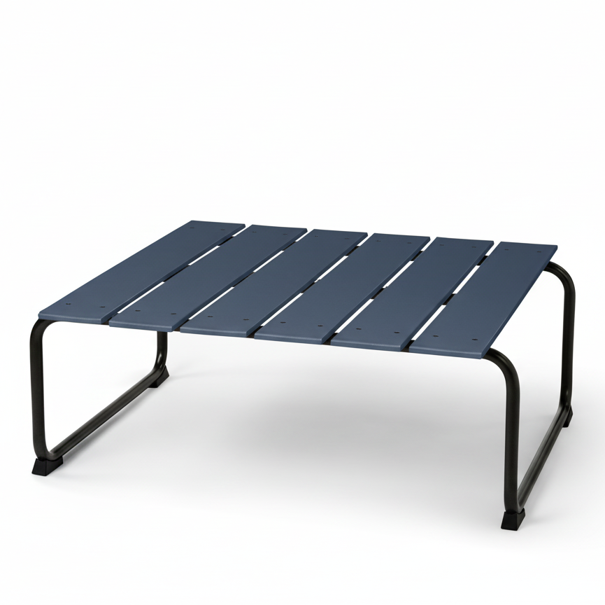 Mater Ocean Lounge Table in Dusty Blue, recycled post-consumer e-waste plastic