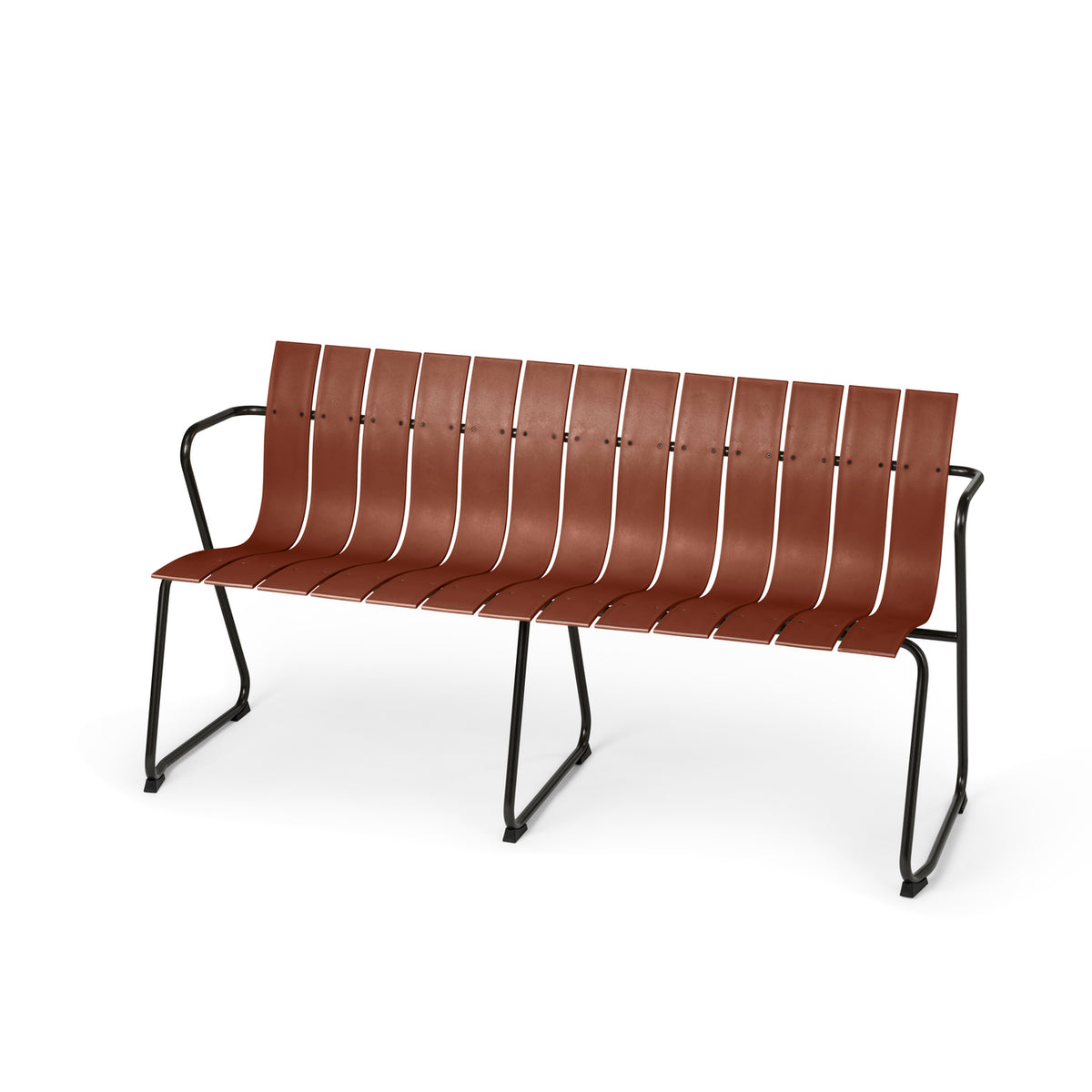 Mater Ocean Bench in Burnt Red, recycled post-consumer e-waste plastic