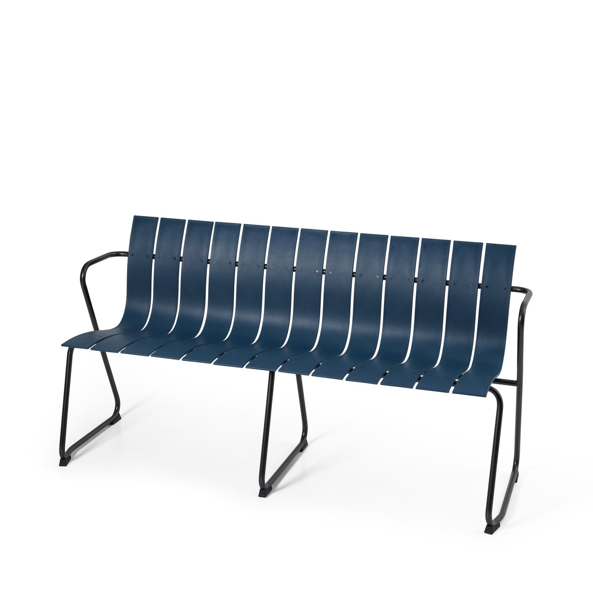 Mater Ocean Bench in Dusty Blue, recycled post-consumer e-waste plastic