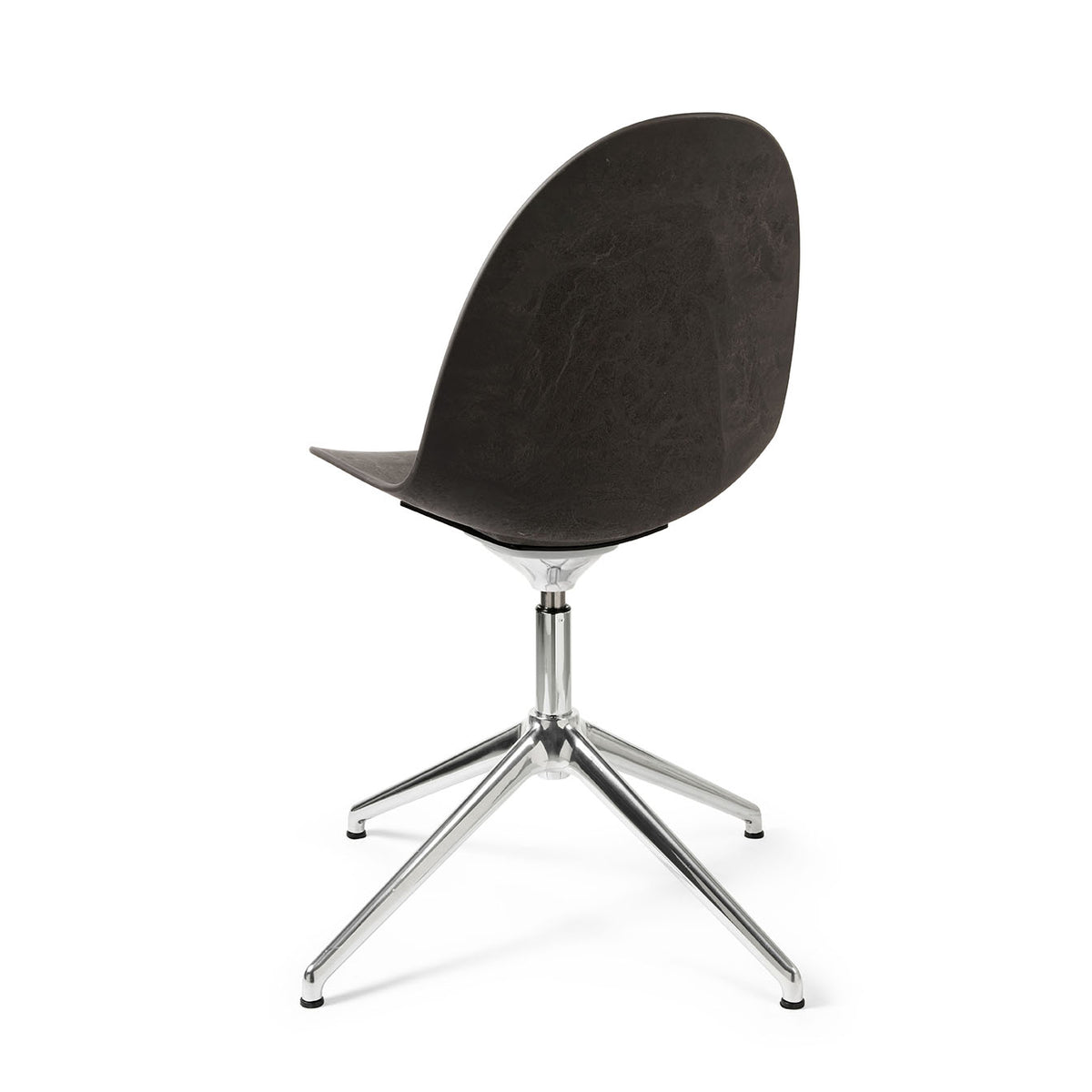 Mater Eternity Swivel Chair in Coffee Waste Black, rear view, Matek shell on a polished aluminum base
