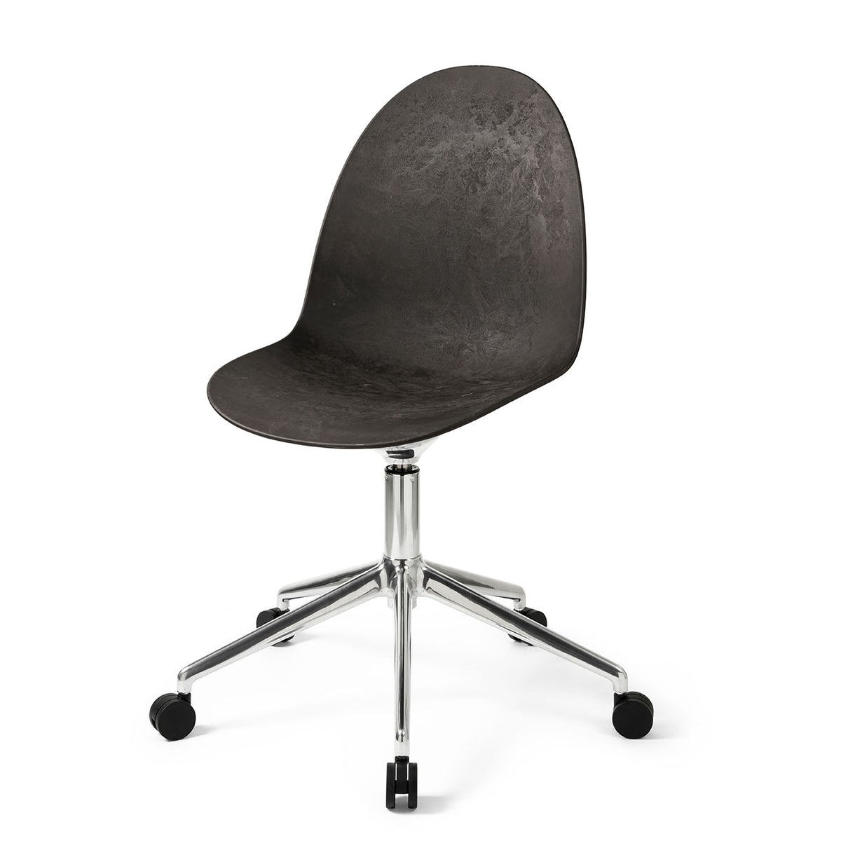 Mater Eternity Swivel Chair with Wheels in Coffee Waste Black, Matek shell on a recycled aluminum base