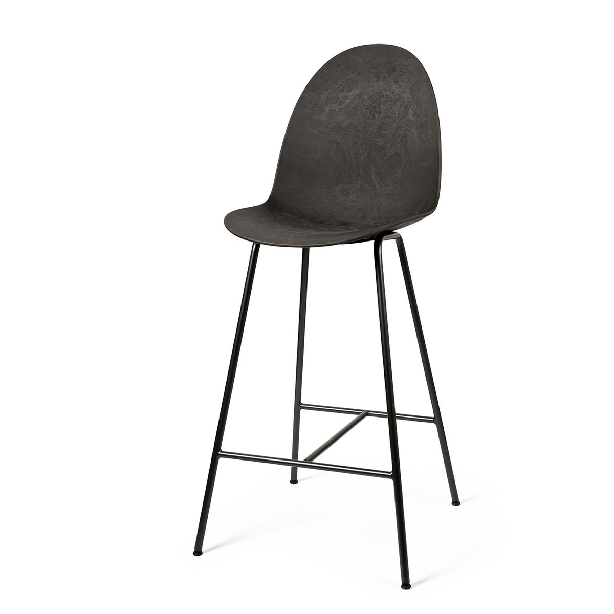 Mater Eternity Counter Stool in Coffee Waste Black, Matek seat on a recycled metal frame