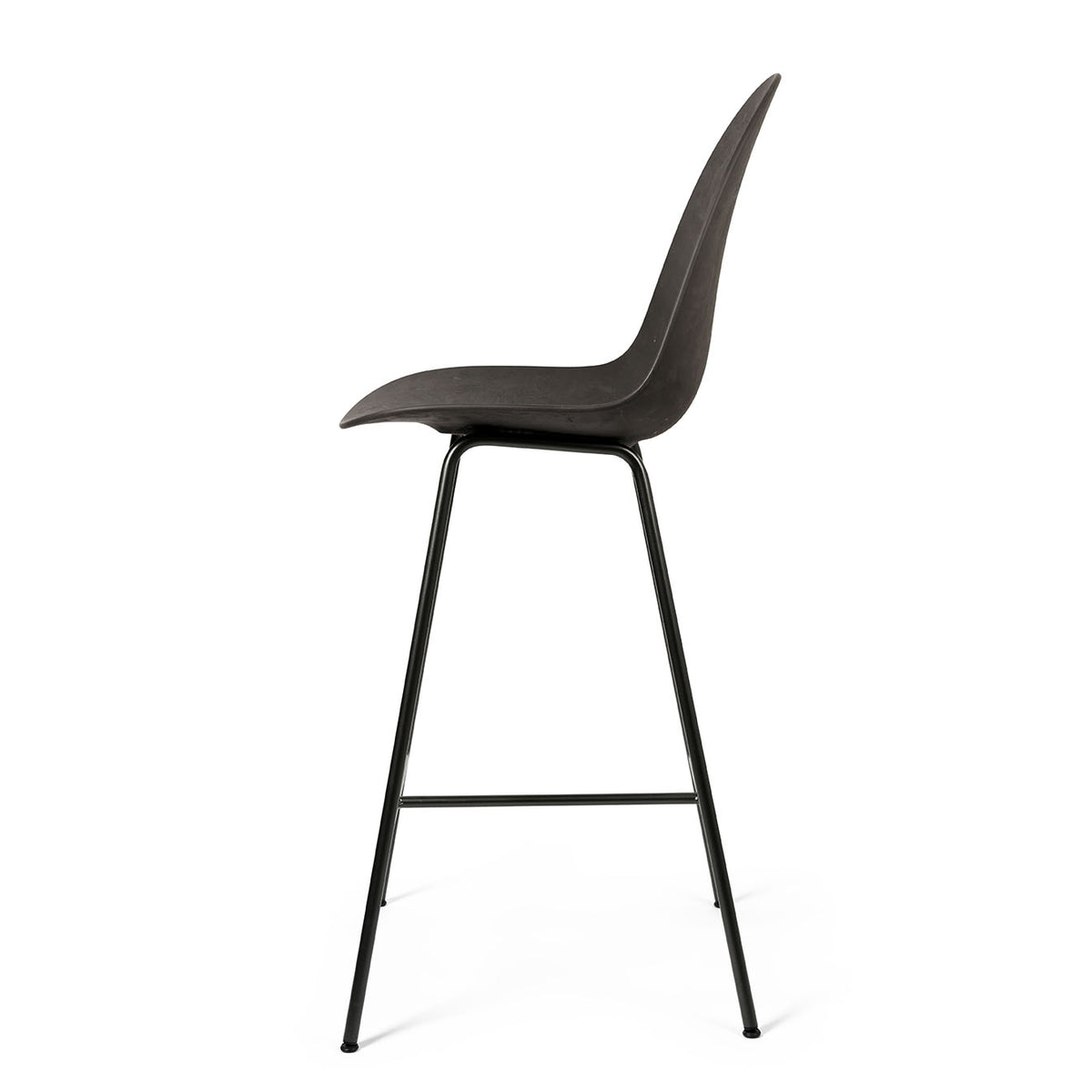 Mater Eternity Counter Stool in Coffee Waste Black, Matek seat on a recycled metal frame