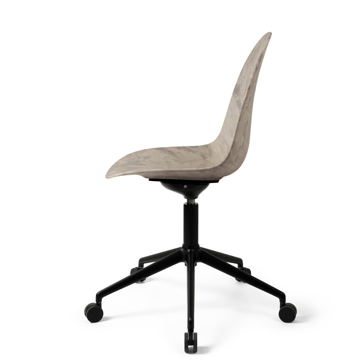 Mater Eternity Swivel Chair with Wheels in Wood Waste Grey, Matek shell on a recycled aluminum base