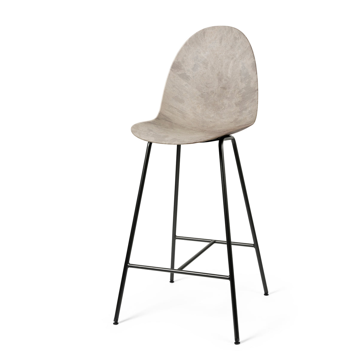 Mater Eternity Counter Stool in Wood Waste Grey, Matek seat on a recycled metal frame