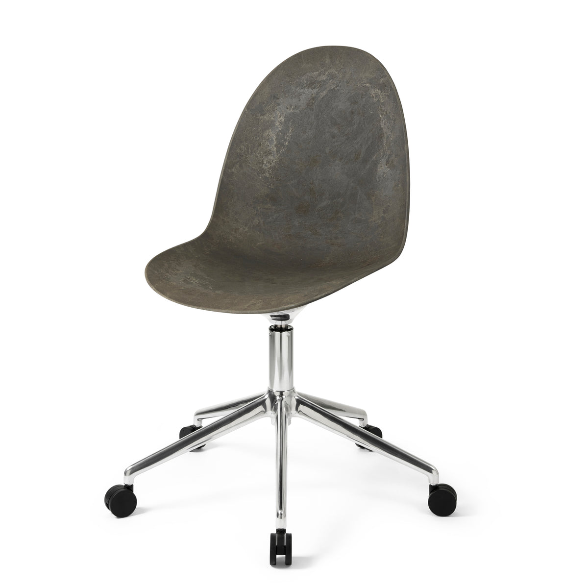 Mater Eternity Swivel Chair with Wheels in Coffee Waste Dark, Matek shell on a recycled aluminum base
