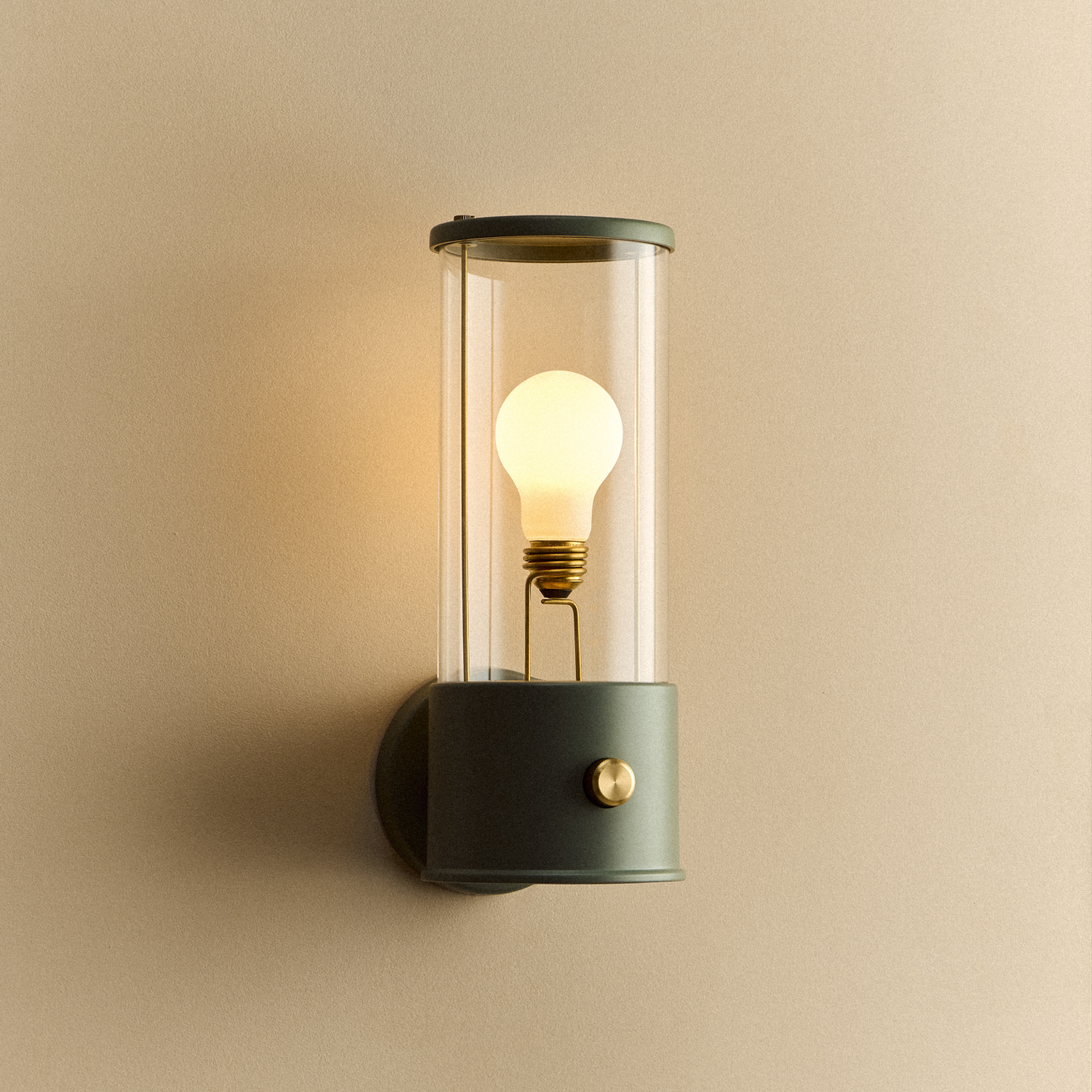 The Muse Wall Light in Pleasure Garden Green, illuminated
