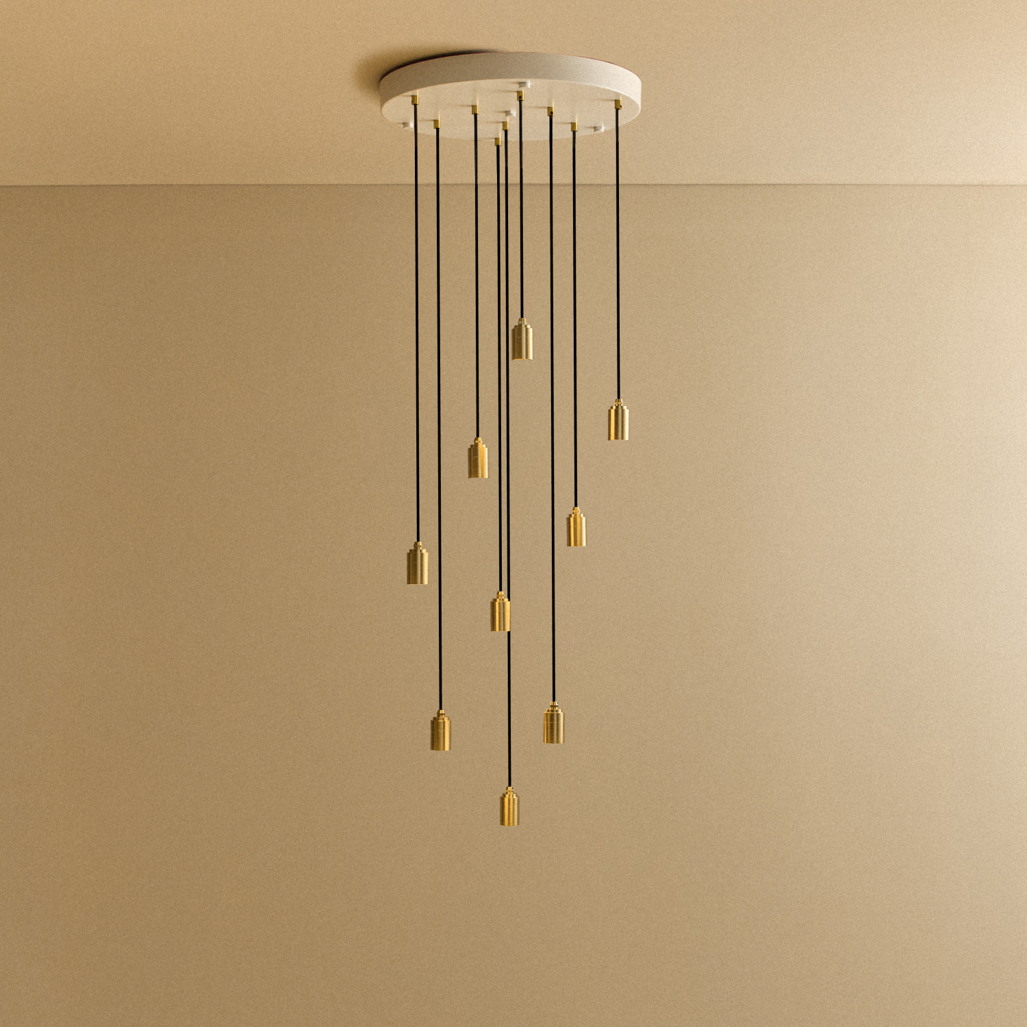 Tala Nine Pendant in Brass, fixture without bulb