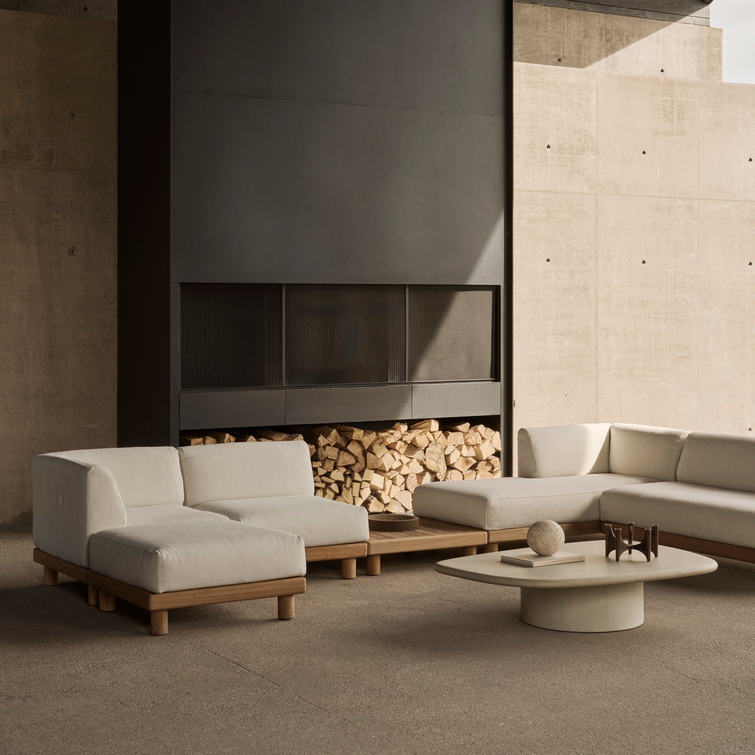 Ethnicraft Monocle Outdoor Modular Sofa with FSC-certified solid wood frame, Belgian design
