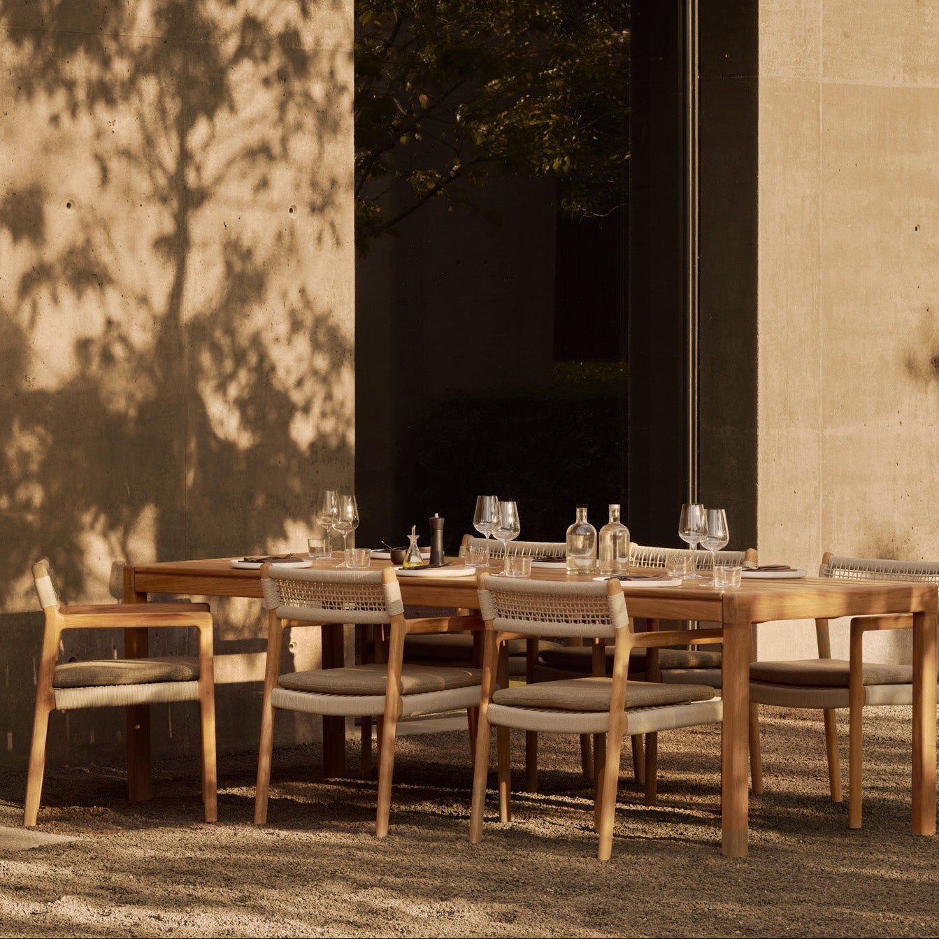 Ethnicraft Jack Woven Outdoor Dining Chair, FSC-certified solid wood furniture by Belgian brand
