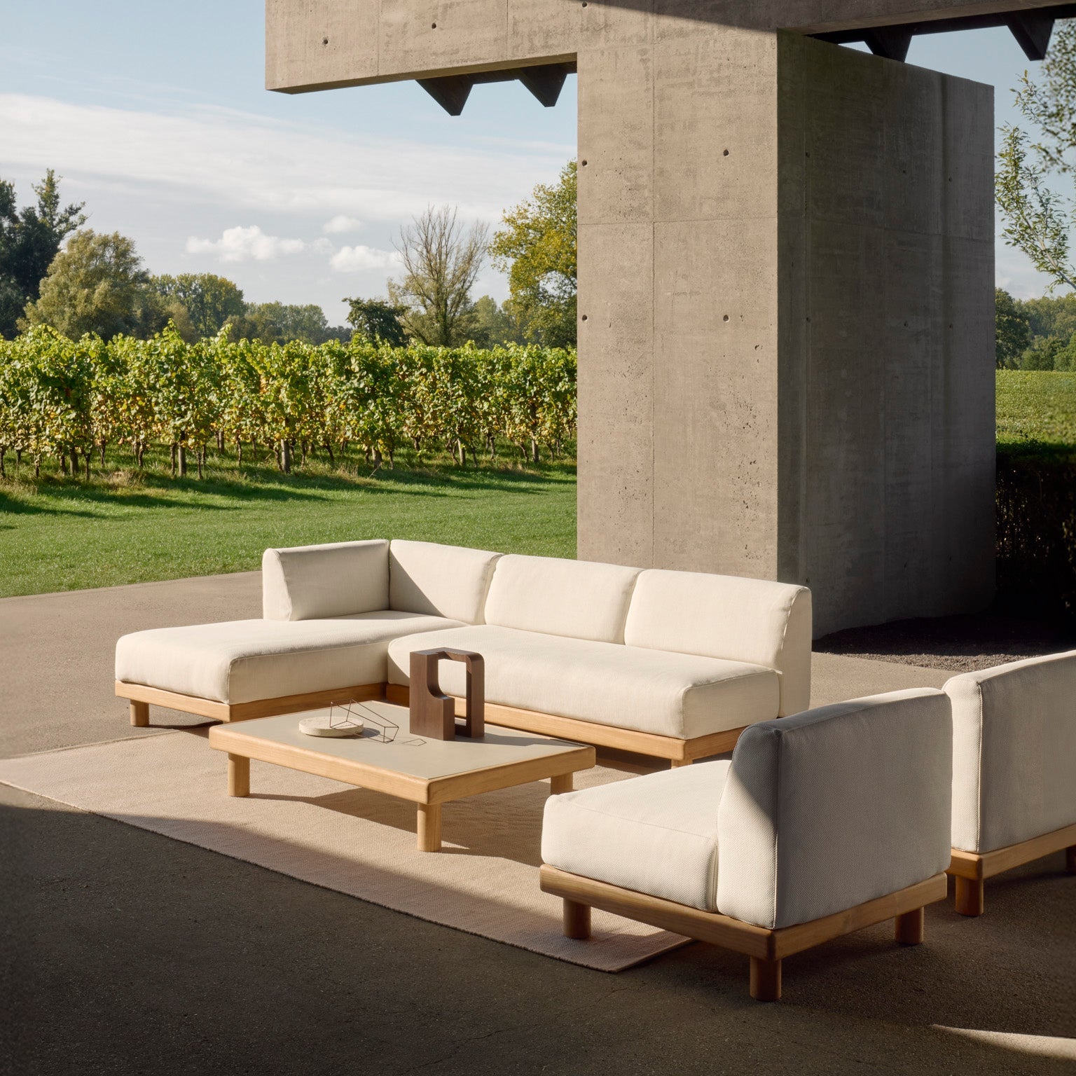 Ethnicraft Monocle Outdoor Modular Sofa with FSC-certified solid wood frame, Belgian design