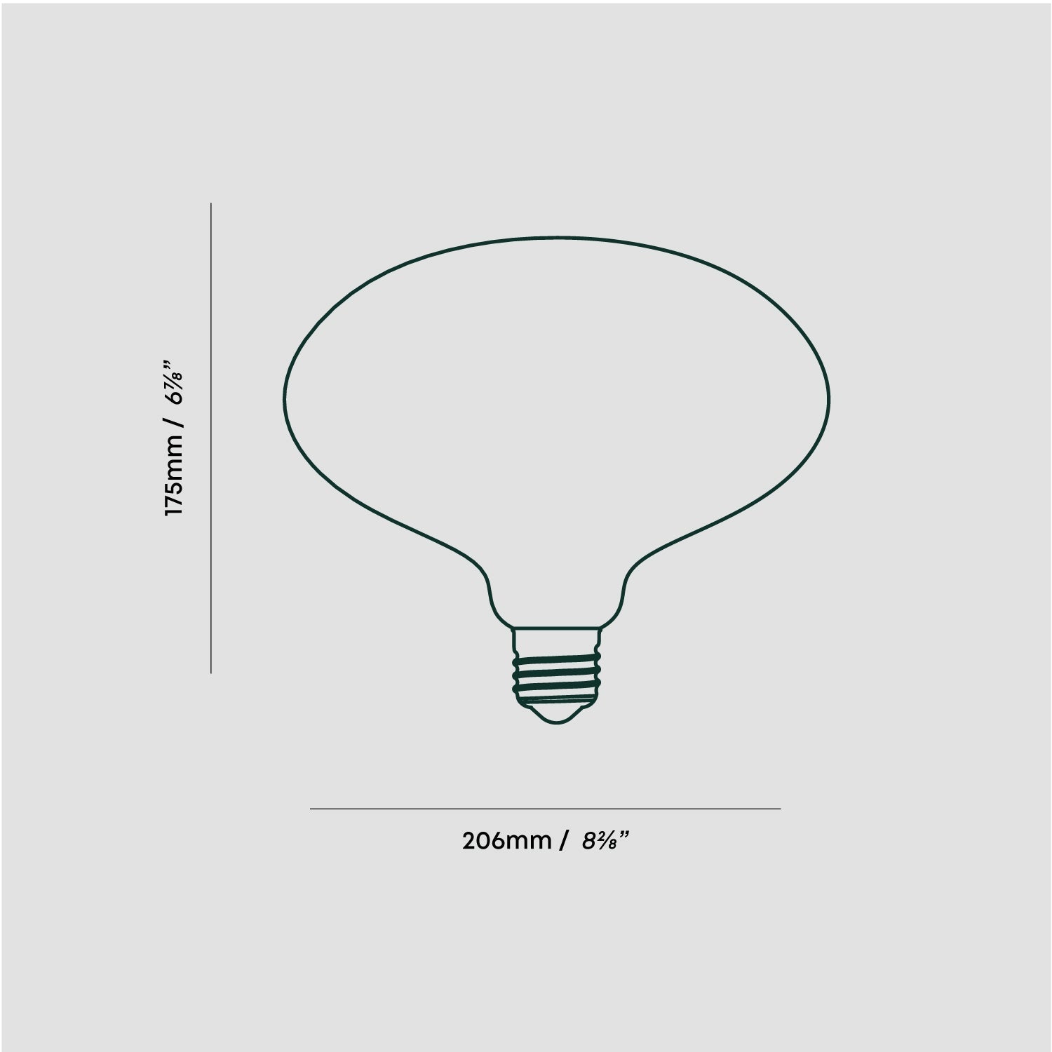 Oval II Pendant Light by Tala — dimension drawing, graphite