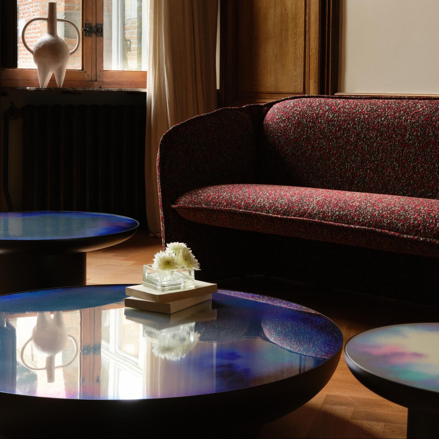 Petite Friture Francis Mirror Coffee Table styled in a designer interior, designed by Constance Guisset