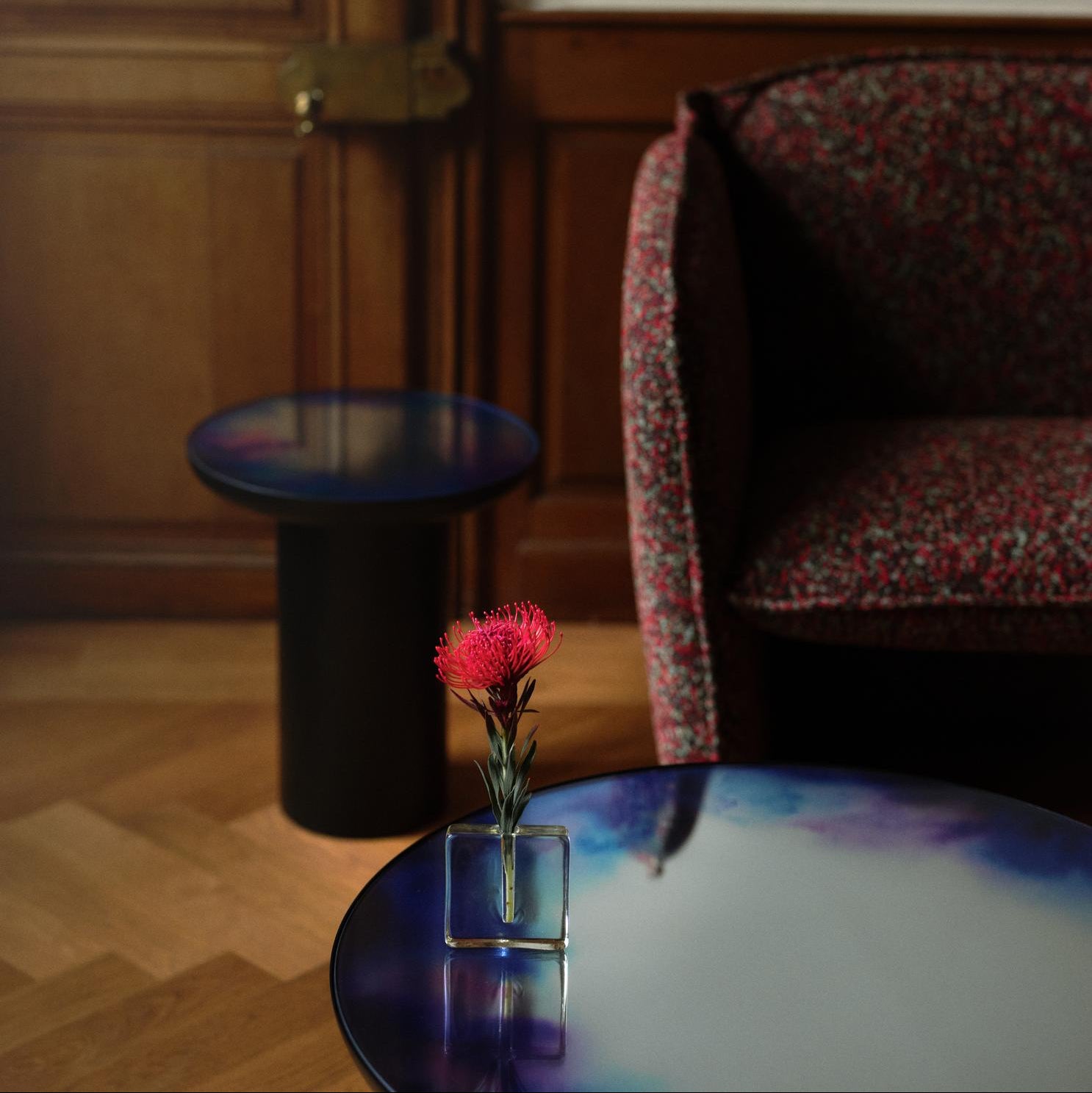 Petite Friture Francis Mirror Coffee Table styled in a designer interior, designed by Constance Guisset