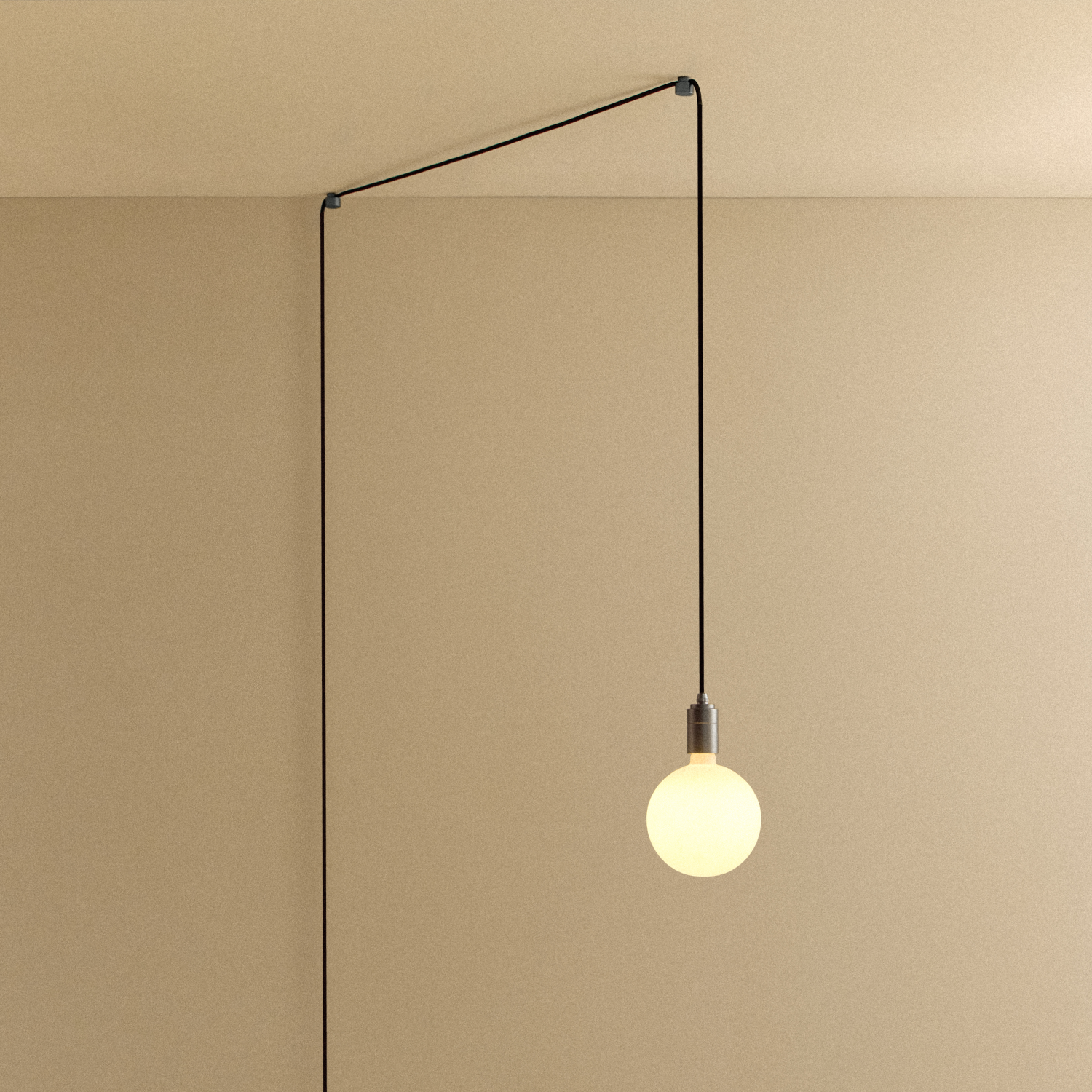 Tala Sphere IV Plug-In Pendant in Graphite, studio shot with light on