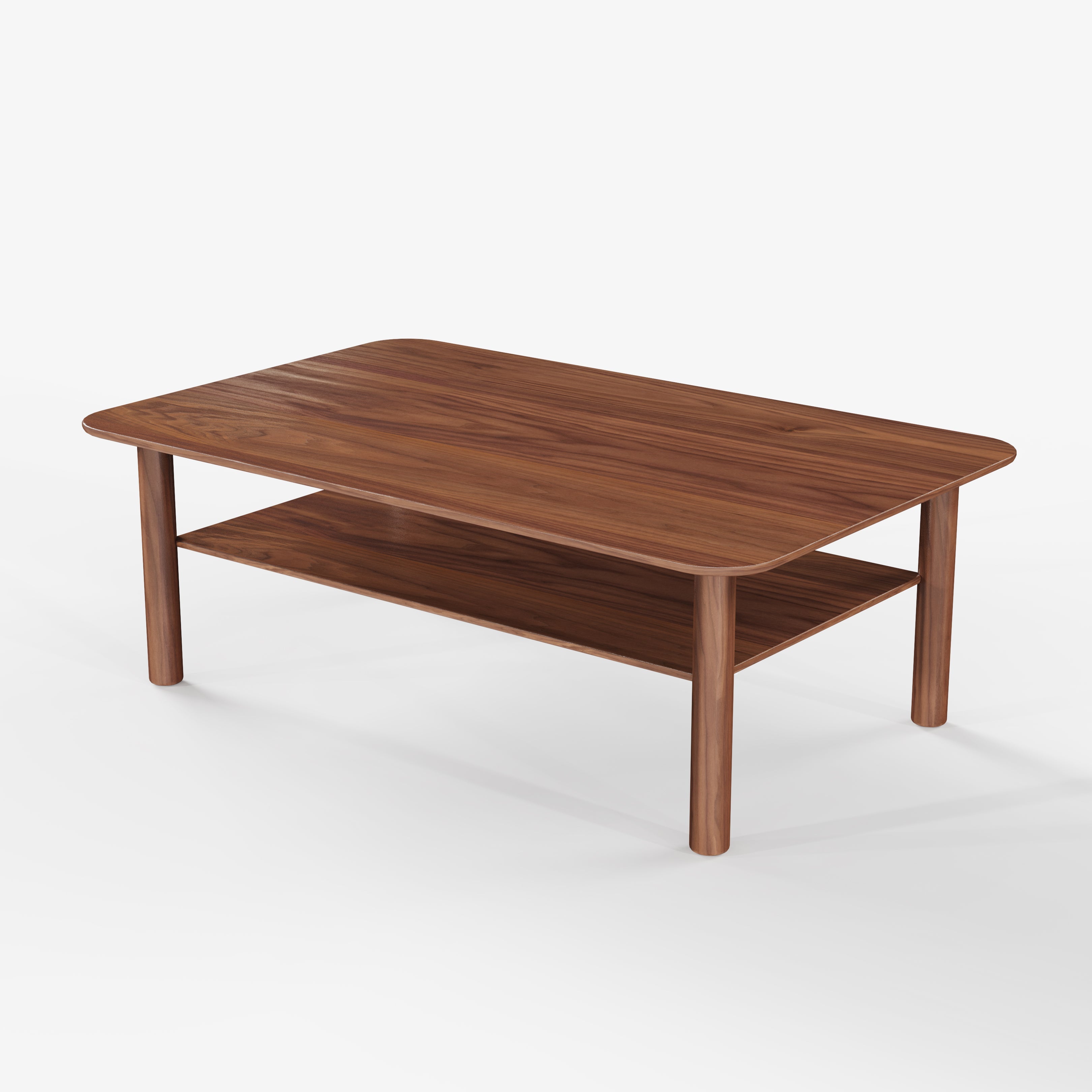 Case Port rectangular coffee table in FSC-certified walnut, designed by Matthew Hilton.