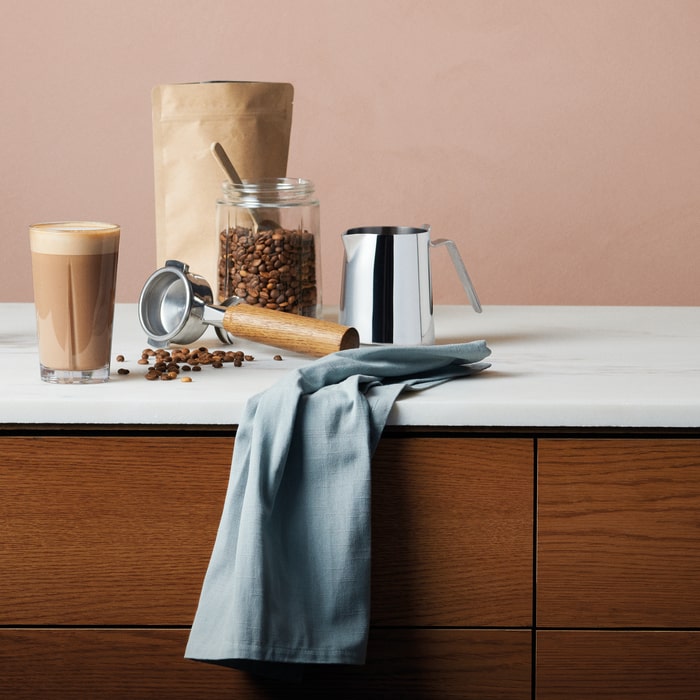 Rosendahl Grand Cru Storage Jar designed by Erik Bagger, styled in a sideboard, Danish design heritage.