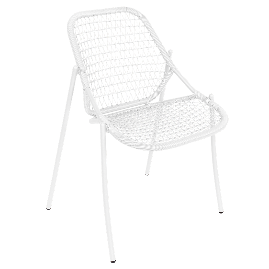 Fermob Sixties Stackable Chair in Cotton White powder-coated steel, outdoor chair from France