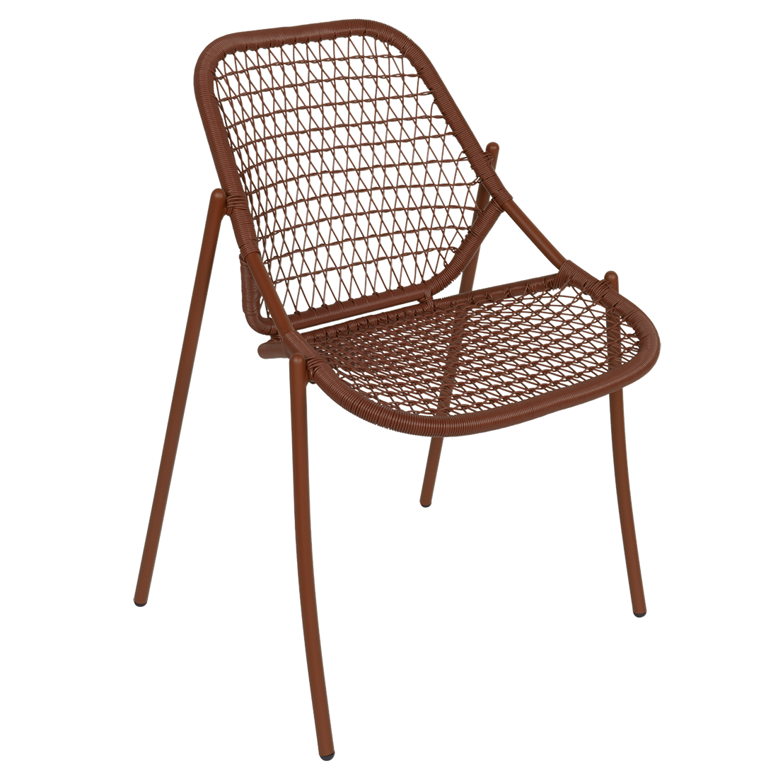 Fermob Sixties Stackable Chair in Red Ochre powder-coated steel, outdoor chair from France