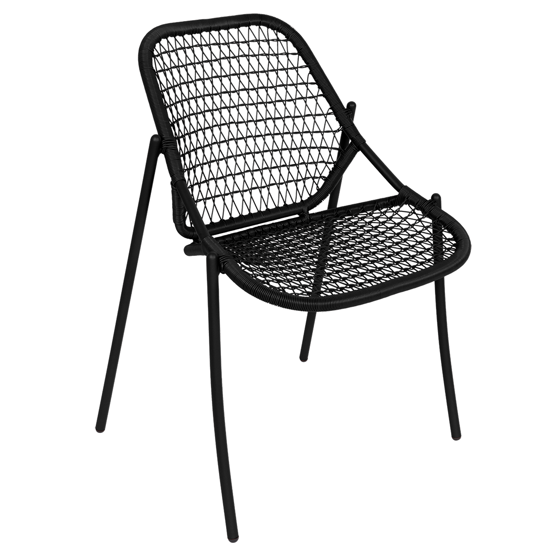 Fermob Sixties Stackable Chair in Liquorice powder-coated steel, outdoor chair from France