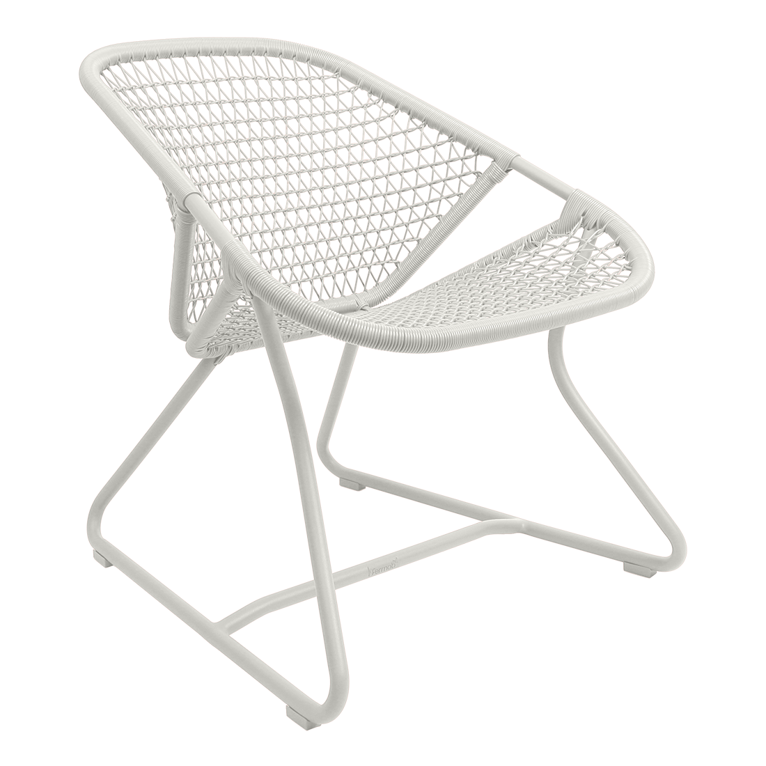 Fermob Sixties Low Armchair in Cotton White powder-coated steel, outdoor lounge from France