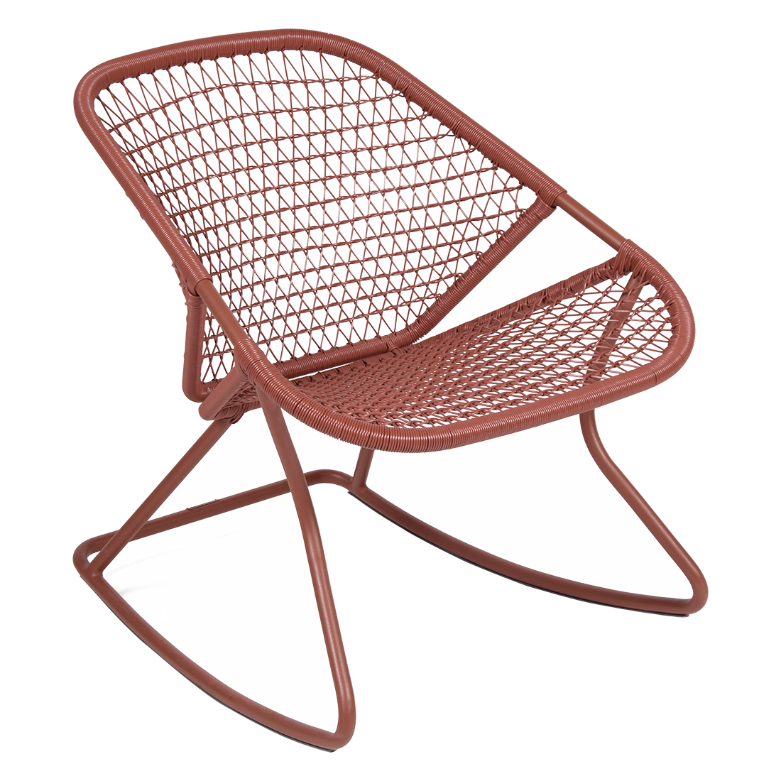 Fermob Sixties Rocking Chair in Red Ochre powder-coated steel, outdoor rocking chair from France