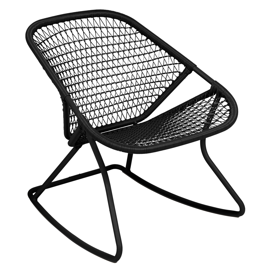 Fermob Sixties Rocking Chair in Liquorice powder-coated steel, outdoor rocking chair from France