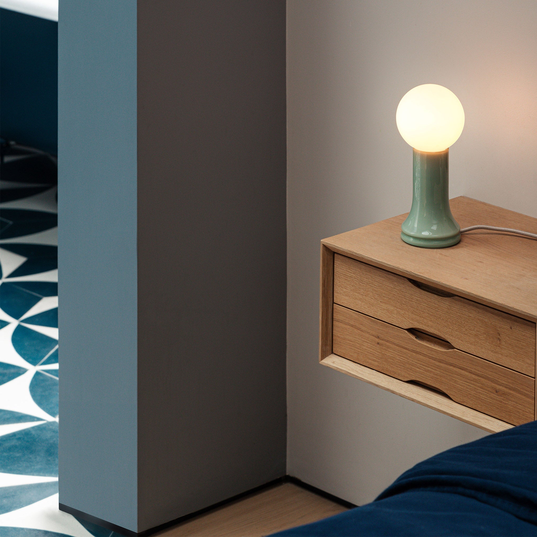 Tala Shore Table Lamp in Sea Green — mouth-blown glass table lamp (additional view)