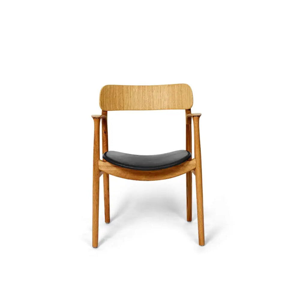 Bent Hansen Asger Dining Chair in oiled oak, black leather seat, oak and leather